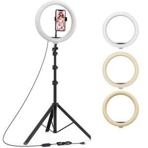 12 Inch LED Ring Light with Adjustable Stand & Phone Holder for Live Streaming, Video Recording, Photography, and Makeup Tutorials